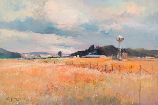 Christopher Tugwell; Farm Buildings with Windmill