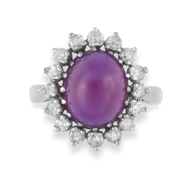 Diamond and pink stone ring