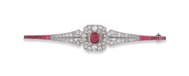 Ruby and diamond brooch