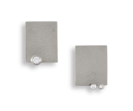 Aninka Harms; Pair of diamond and 18ct white gold earclips, designed by Aninka Harms