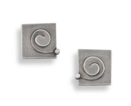 Aninka Harms; Pair of diamond and silver ear clips, designed by Aninka Harms