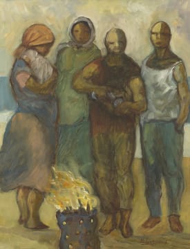 Amos Langdown; Figures Around a Brazier