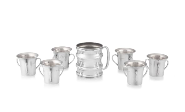 A set of six Edward VII silver tot measures, William Aitken, Birmingham, 1905
