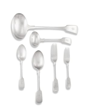 A part set of Victorian silver 'Fiddle' pattern flatware, various makers, London & Sheffield, 1893-1903