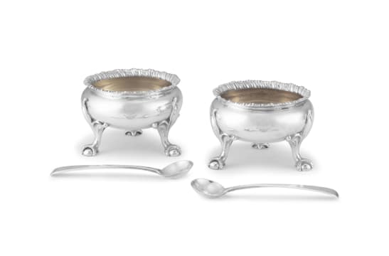 A pair of Victorian silver-gilt salts, Creswick & Co, Sheffield, 1852