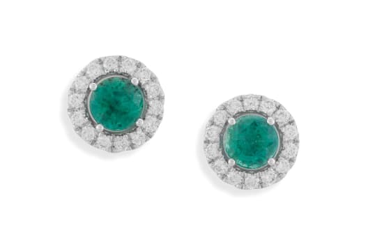 Pair of emerald and diamond earrings
