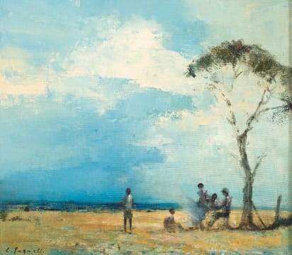 Christopher Tugwell; Landscape with Figures Beneath a Tree