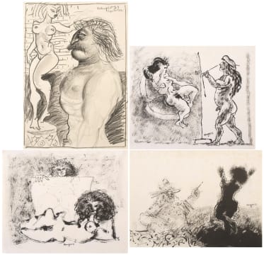 Braam Kruger; Artist and Model drawings, four