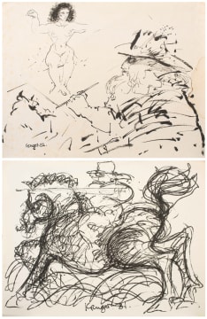 Braam Kruger; Artist and Model; Equestrian Composition, two