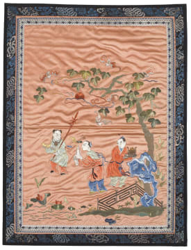 A Chinese silk embroidered panel, 20th century