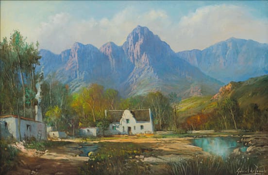 Gabriel de Jongh; Cottage in a Mountain Landscape
