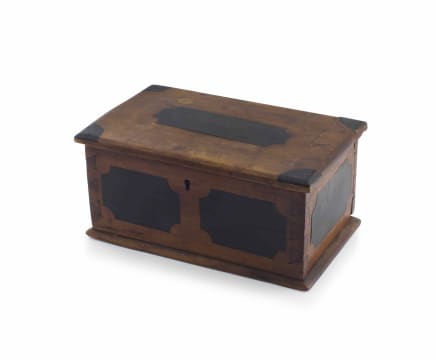 A Boer War Prisoner of War fruitwood and ebony box, Ceylon, 1902