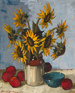 David Botha; Still Life with Sunflowers and Fruit