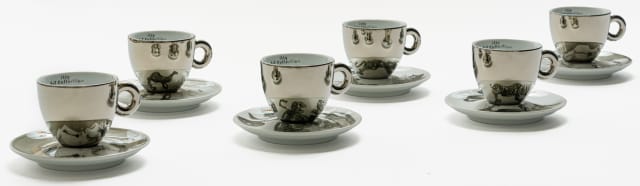 William Kentridge; Illy Cappuccino Cups and Saucers, six