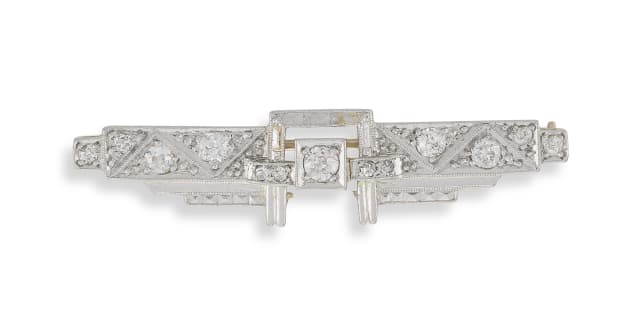 Diamond bar brooch