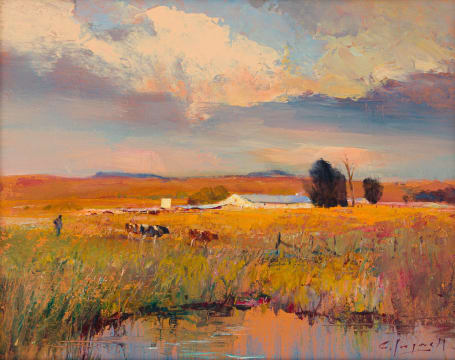 Christopher Tugwell; Farm Landscape with Cattle
