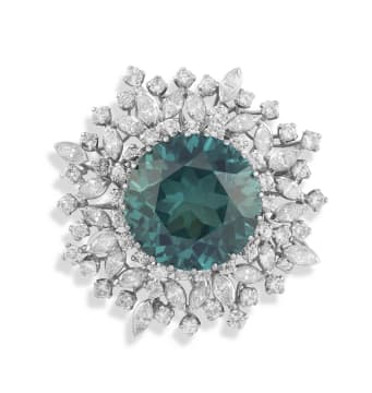 Tourmaline and diamond brooch/pendant