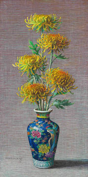 Vladimir Tretchikoff; Vase of Chrysanthemums