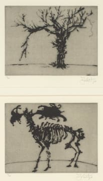 William Kentridge; Skeleton Series: Tree and Elk, two