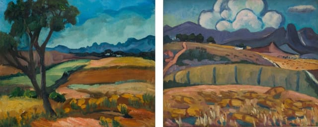 Maggie Laubser; Landscape with Trees, recto; Landscape with Mountains, verso
