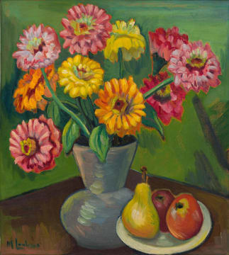 Maggie Laubser; Still Life with Flowers and Fruit Dish, recto; Vase of Flowers, unfinished, verso
