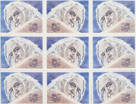 Walter Battiss; Fook Island Postage Stamps, a sheet of nine