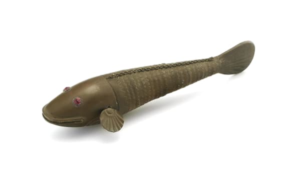 A Japanese brass koi fish, mid 20th century