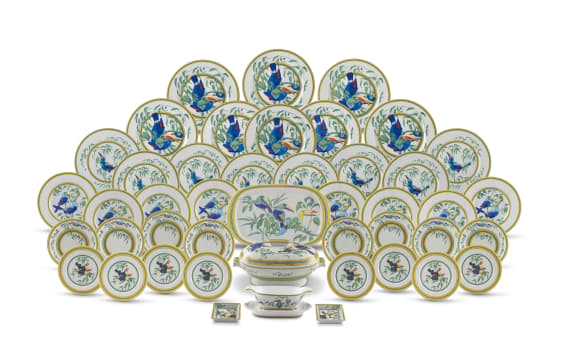 A Limoges Hermès 'Toucans' pattern dinner service, 20th century