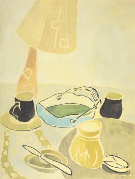 Thijs Nel; Still Life with Lamp and Vessels