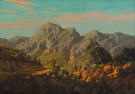 Tinus de Jongh; Landscape with Mountains