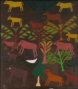 Ferciano Ndala; Composition with Elephant and Antelope