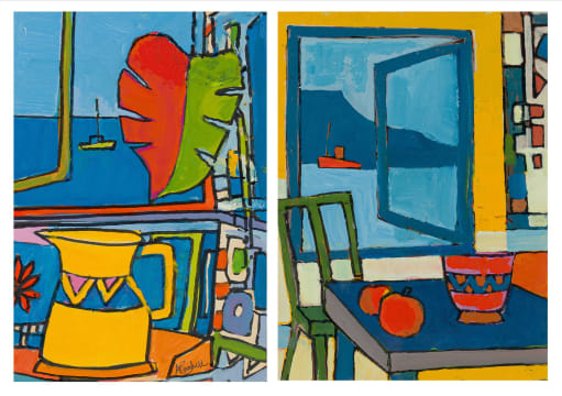 Arthur Edward Cantrell; Still Life with Open Window, two