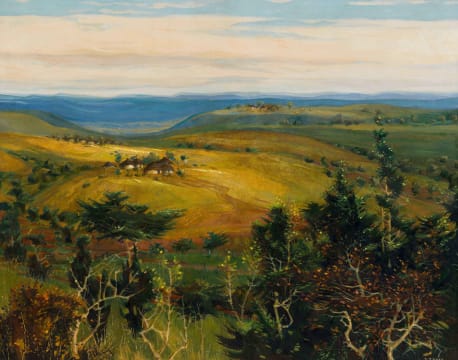 Diamond Bozas; Landscape with Distant Dwellings