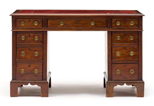 A Victorian mahogany pedestal desk