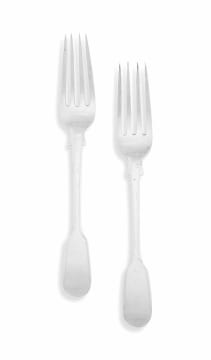 A pair of Cape silver 'Fiddle' pattern dessert forks, William Moore, 19th century