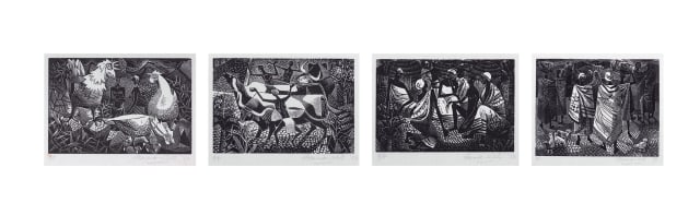 Eleanor Esmonde-White; Cockerels and Women; Herding Cattle; Group of Women; Group of Figures Walking, four