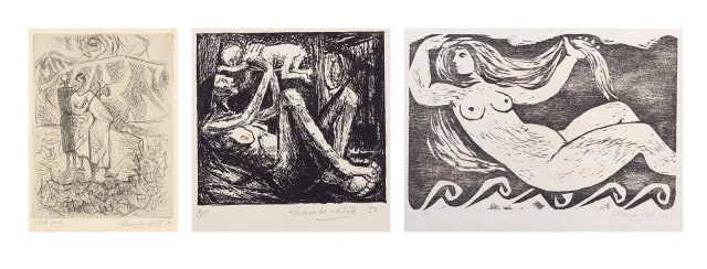 Eleanor Esmonde-White; Wasteland; Mother and Child; Reclining Nude, three