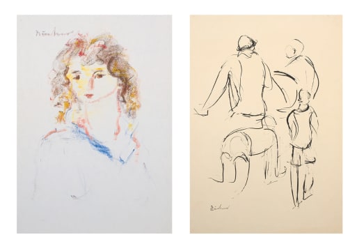 Carl Büchner; Portrait Study; Figural Study, two