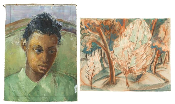 Cecil Higgs; Portrait of a Young Man in Green; Forest Scene, two