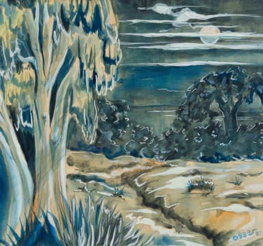 Josef Osser; Landscape with Full Moon