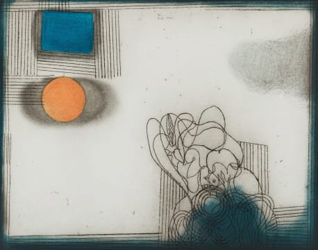 Douglas Portway; Abstract with Orange and Blue