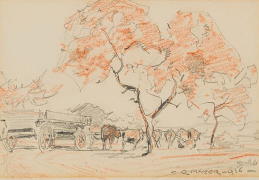 Erich Mayer; Ox Wagon among Trees