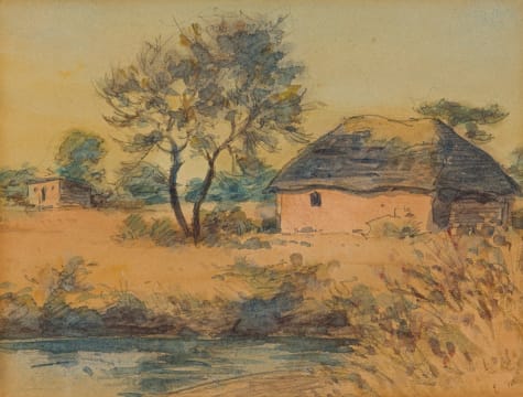 Erich Mayer; Landscape with Dwellings