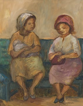Amos Langdown; Two Women on a Bench
