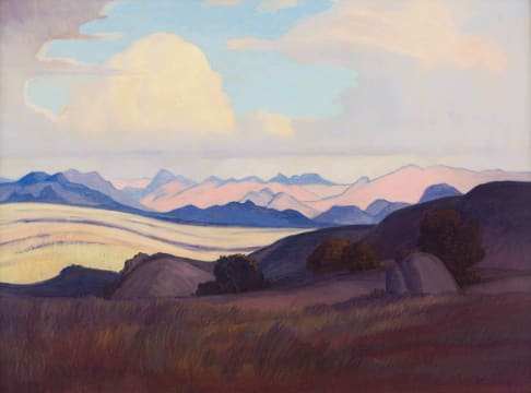 Jacob Hendrik Pierneef; Landscape with Distant Mountains