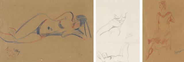Lippy (Israel-Isaac) Lipshitz; Nude Lying on Side; Two Nudes; Woman Seated on a Chair, three