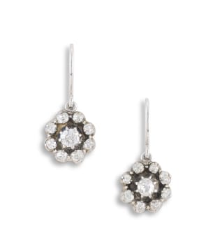 Pair of diamond earrings, 19th century and later