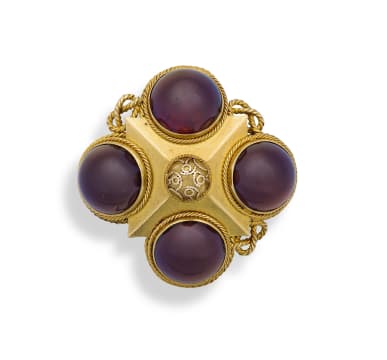 Victorian garnet and 18ct gold brooch