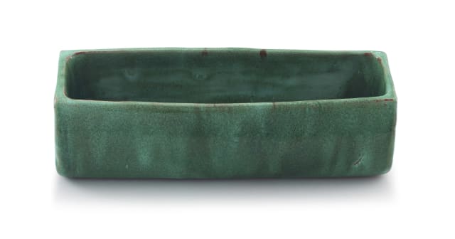 A Linn Ware green-glazed trough