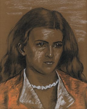 Maggie Laubser; Portrait of a Young Woman (with Long Loose Hair and White Beads